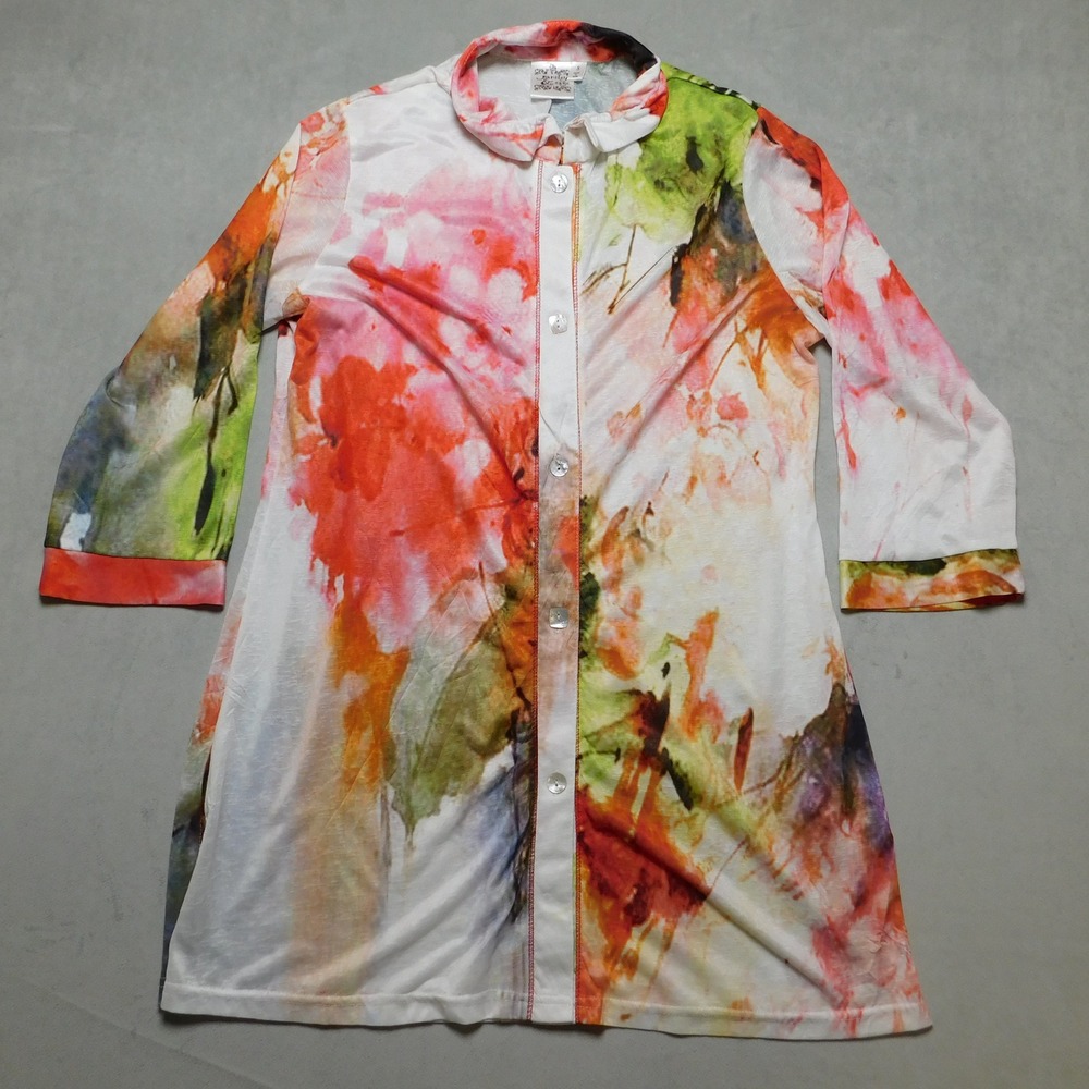 Parsley & Sage Women S Multicolor Watercolor Abstract Button Up Tunic Top Boho